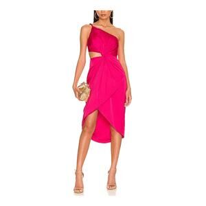 Amur 'Deena' Pink Poly One Shoulder Dress Size 0
